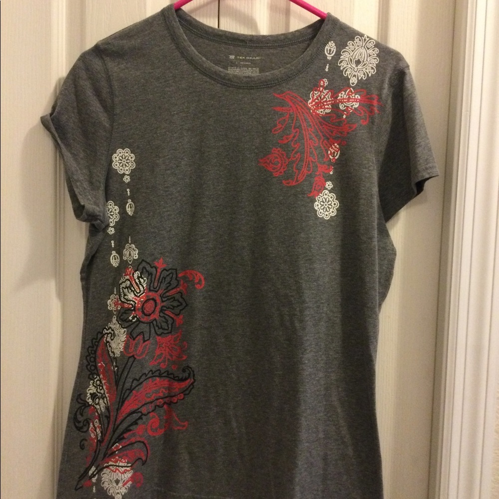 Tek Gear shirt gray with floral size L
